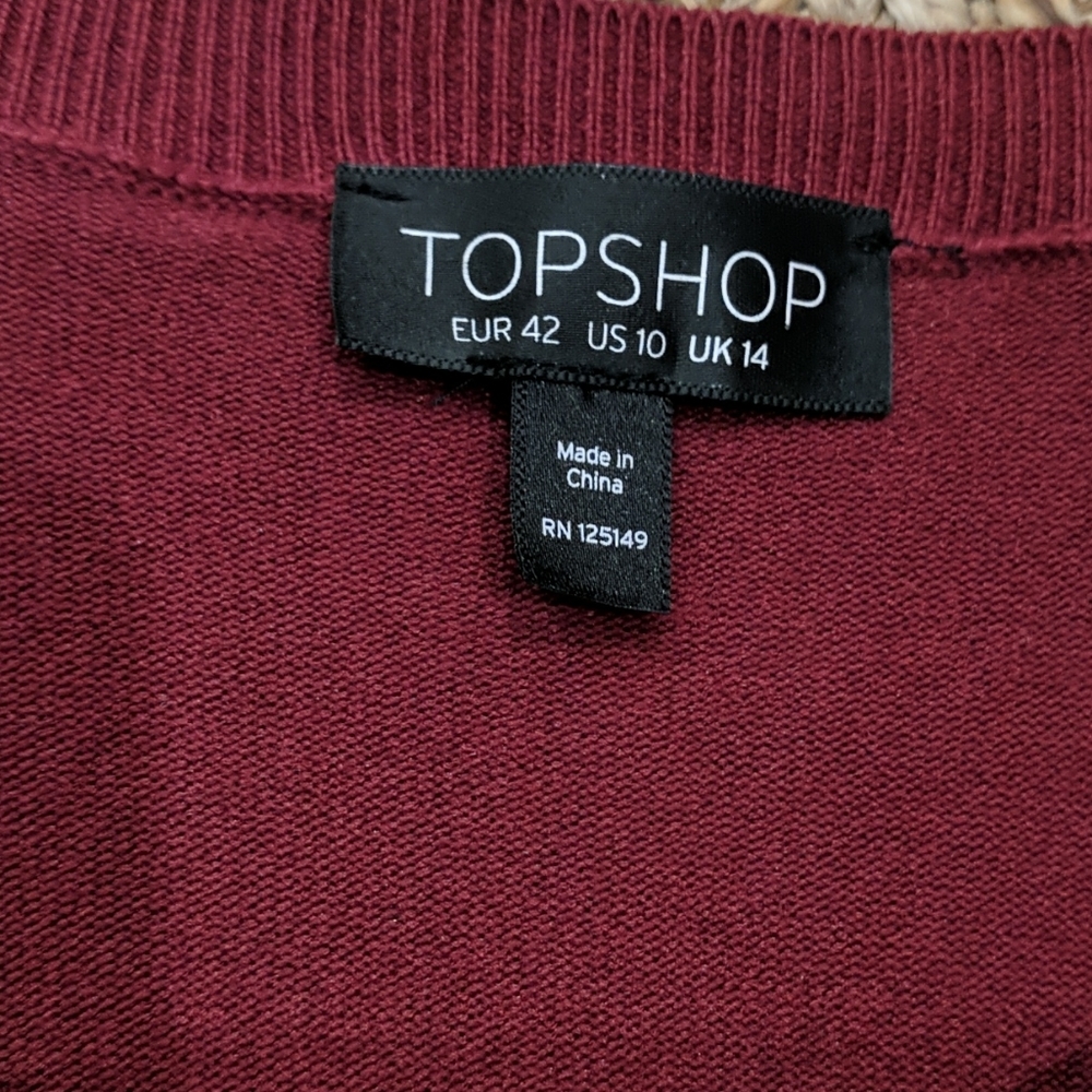 Topshop Faux Suede Knit Top Sz 10 US - Picture 2 of 4